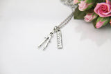 Architect Necklace, Compass Pencil Necklace, Ruler Necklace, Architect Gift, Compass Pencil Charm, Ruler Charm, Engineer Gift, E01