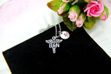 Bachelor of Science Nursing Necklace, Bachelor of Science Nursing Gift, BSN Caduceus Charm, BSN Medical Charm, RN Nurse Graduation Gift N261