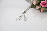 Architect Necklace, Compass Pencil Necklace, Ruler Necklace, Architect Gift, Compass Pencil Charm, Ruler Charm, Engineer Gift, E01