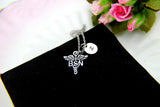 Bachelor of Science Nursing Necklace, Bachelor of Science Nursing Gift, BSN Caduceus Charm, BSN Medical Charm, RN Nurse Graduation Gift N261