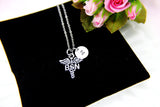Bachelor of Science Nursing Necklace, Bachelor of Science Nursing Gift, BSN Caduceus Charm, BSN Medical Charm, RN Nurse Graduation Gift N261