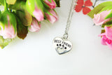 Best Friend Charm Necklace, Silver Heart Paw Charm, Best Friend Jewelry, Dog Paw Necklace, Heart Necklace, Pet Gift, Christmas Gift, N400