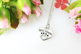 Best Friend Charm Necklace, Silver Heart Paw Charm, Best Friend Jewelry, Dog Paw Necklace, Heart Necklace, Pet Gift, Christmas Gift, N400