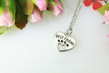 Best Friend Charm Necklace, Silver Heart Paw Charm, Best Friend Jewelry, Dog Paw Necklace, Heart Necklace, Pet Gift, Christmas Gift, N400