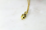 Acorn Necklace, Gold Acorn Charm,N345
