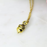 Acorn Necklace, Gold Acorn Charm,N345