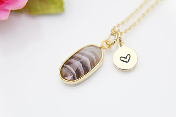 Agate Necklace, Oval, Birthday's Gift, Mother's Day Gift, Gemstone, Birthstone, Graduation, Christmas Gift, N3427