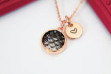 Best Halloween Gift for Girl, Rose Gold Black Mermaid Scale Necklace, Daughter Necklace, Daughter Jewelry, Christmas Gift, N3461