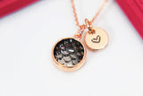 Best Halloween Gift for Girl, Rose Gold Black Mermaid Scale Necklace, Daughter Necklace, Daughter Jewelry, Christmas Gift, N3461