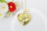 Best Mother's Day Gift for Mom, Grandmother, Great Grandma, Aunt, Gold Rose Necklace, Flower Locket, Keepsake Photo Frame Charm, N3151