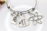 Atom Microscope Beaker Bracelet, Best Christmas Gift for Forensic Science Specialist, Scientist Gift, MD Gift, Researcher Gift, N3806