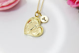 Best Christmas Gift for Mom, Grandmother, Great Grandma, Aunt, Gold Heart Mother and Child Necklace, Personalized Gift, N3874
