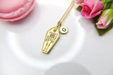 Best Halloween Gift for Best Friends, Girlfriends, Sister, Soul Sisters, Daughter, Gold Coffin Skeleton Necklace, Personalized Gift, N3881