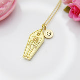 Best Halloween Gift for Best Friends, Girlfriends, Sister, Soul Sisters, Daughter, Gold Coffin Skeleton Necklace, Personalized Gift, N3881