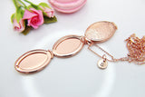 Best Christmas Gift for Mom, Grandmother, Great Grandma, Aunt, Rose Gold Necklace, Flower Birds Locket, Keepsake Photo Frame Charm, N3884