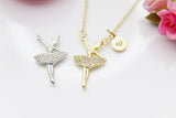 Ballet Dance Girl Charm Necklace, Gold or Silver Option, N3888