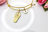 Best Halloween Gift for Best Friends, Girlfriends, Sister, Soul Sisters, Daughter, Gold Coffin Skeleton Bracelet, Personalized Gift, N3878