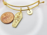 Best Halloween Gift for Best Friends, Girlfriends, Sister, Soul Sisters, Daughter, Gold Coffin Skeleton Bracelet, Personalized Gift, N3878