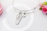 Best Halloween Gift for Best Friends, Girlfriends, Sister, Soul Sisters, Daughter, Silver Coffin Skeleton Bracelet, Personalized Gift, N3879