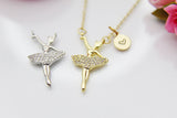 Ballet Dance Girl Charm Necklace, Gold or Silver Option, N3888