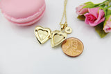 Best Valentine Gift for Girlfriends, Sister, Daughter, Granddaughter, Girl, Gold Heart Locket Necklace, Love, Keepsake Photo Frame, N4045