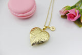 Best Valentine Gift for Girlfriend, Sister, Daughter, Best Friend Grandmother, Gold Heart Locket Necklace, Love, Keepsake Photo Frame, N4047