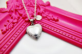 Best Girlfriend Gift Silver Heart Locket Necklace, Love Necklace, Granddaughter Gift, Keepsake Photo Frame, Personalized Initial, N3305
