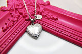 Best Girlfriend Gift Silver Heart Locket Necklace, Love Necklace, Granddaughter Gift, Keepsake Photo Frame, Personalized Initial, N3305