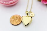 Best Valentine Gift for Girlfriends, Sister, Daughter, Granddaughter, Girl, Gold Heart Locket Necklace, Love, Keepsake Photo Frame, N4046