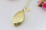 Best Christmas Gift for Mom, Grandmother, Aunt, Daughter, Sister, Girlfriends, Gold Locket Necklace, Love, Keepsake Photo Frame, N4052