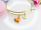 Best Valentine's Day Gift, Sweet Bracelet Gift, Orange Heart Bracelet, Personalized Birthday Gift, N4305