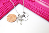 Angel Gift, Guardian Angel, Angel Wing Cross Necklace, Good Luck Charm, Memorial, Condolences, Gift, Personalized Initial Gift, N4443