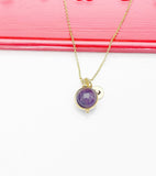 Amethyst Necklace, Natural Gemstone Jewelry, Personalized Gift, N4606