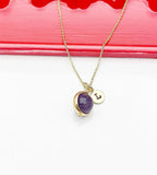 Amethyst Necklace, Natural Gemstone Jewelry, Personalized Gift, N4606