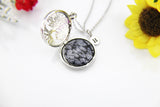 Best Mother's Day Gift for Mom Grandma Aunt, Snowflake Obsidian Tree Diffuser Locket Necklace, Personalized Gifts, N4656