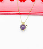 Amethyst Necklace, Natural Gemstone Jewelry, Personalized Gift, N4606