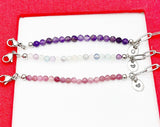 Amethyst Fluorite Tourmalines Bracelet, Natural Gemstone Bracelet, Personized Gift, N4764