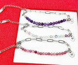 Amethyst Fluorite Tourmalines Bracelet, Natural Gemstone Bracelet, Personized Gift, N4764