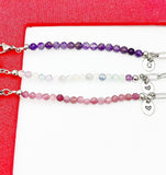 Amethyst Fluorite Tourmalines Bracelet, Natural Gemstone Bracelet, Personized Gift, N4764