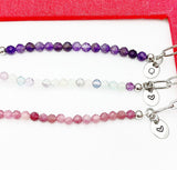 Amethyst Fluorite Tourmalines Bracelet, Natural Gemstone Bracelet, Personized Gift, N4764