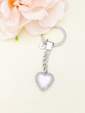 Best Christmas Gift Silver Heart Flower Locket Pendant Keychain, Love, Keepsake Photo Frame Charm, Stainless Steel Initial Keychain, N4923