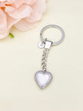 Best Christmas Gift Silver Heart Flower Locket Pendant Keychain, Love, Keepsake Photo Frame Charm, Stainless Steel Initial Keychain, N4923