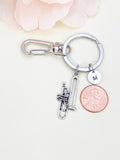 Best Christmas Gift, Silver Trumpet Keychain, Lucky Charm, School Band Gift, Personized Initial Keychain, N4933