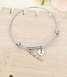 Best Christmas Gift for School Band, Baton Drum Major, Personized Initial Bracelet, N4952