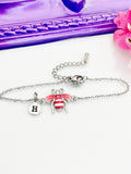 Bee Bracelet, Beautiful Red Bee Charm, Bolo Bracelets option, Personized Initial Bracelet, N4971