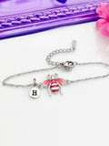 Bee Bracelet, Beautiful Red Bee Charm, Bolo Bracelets option, Personized Initial Bracelet, N4971