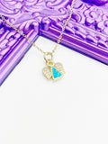 Angel Necklace, Blue, Delicate, Dainty Necklace, Simple Necklace, Minimalist Necklace, Gold Chain Necklace, N5096