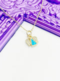 Angel Necklace, Blue, Delicate, Dainty Necklace, Simple Necklace, Minimalist Necklace, Gold Chain Necklace, N5096