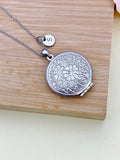 Best Mother's Day Gift for Mom, Grandmother, Great Grandma, Aunt, Stainless Steel Necklace, Flower Locket, Keepsake Photo Frame Charm, N4517
