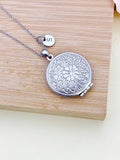Best Mother's Day Gift for Mom, Grandmother, Great Grandma, Aunt, Stainless Steel Necklace, Flower Locket, Keepsake Photo Frame Charm, N4517
